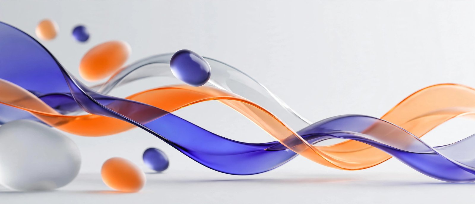 Abstract 3D visualization of Digital Surgeons Hub's marketing and AI growth engine in indigo and orange