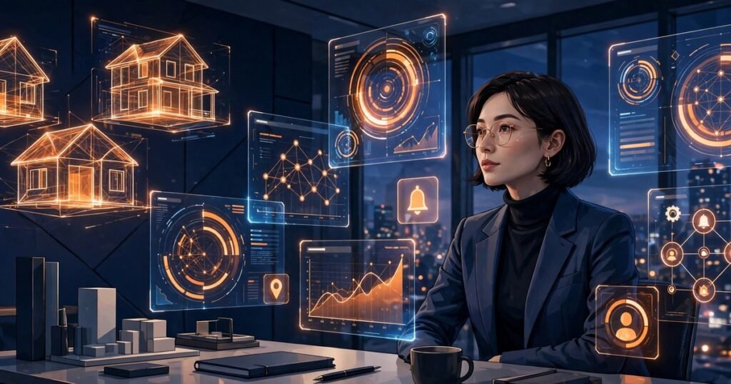 AI for real estate agents: agent using a tablet at a property