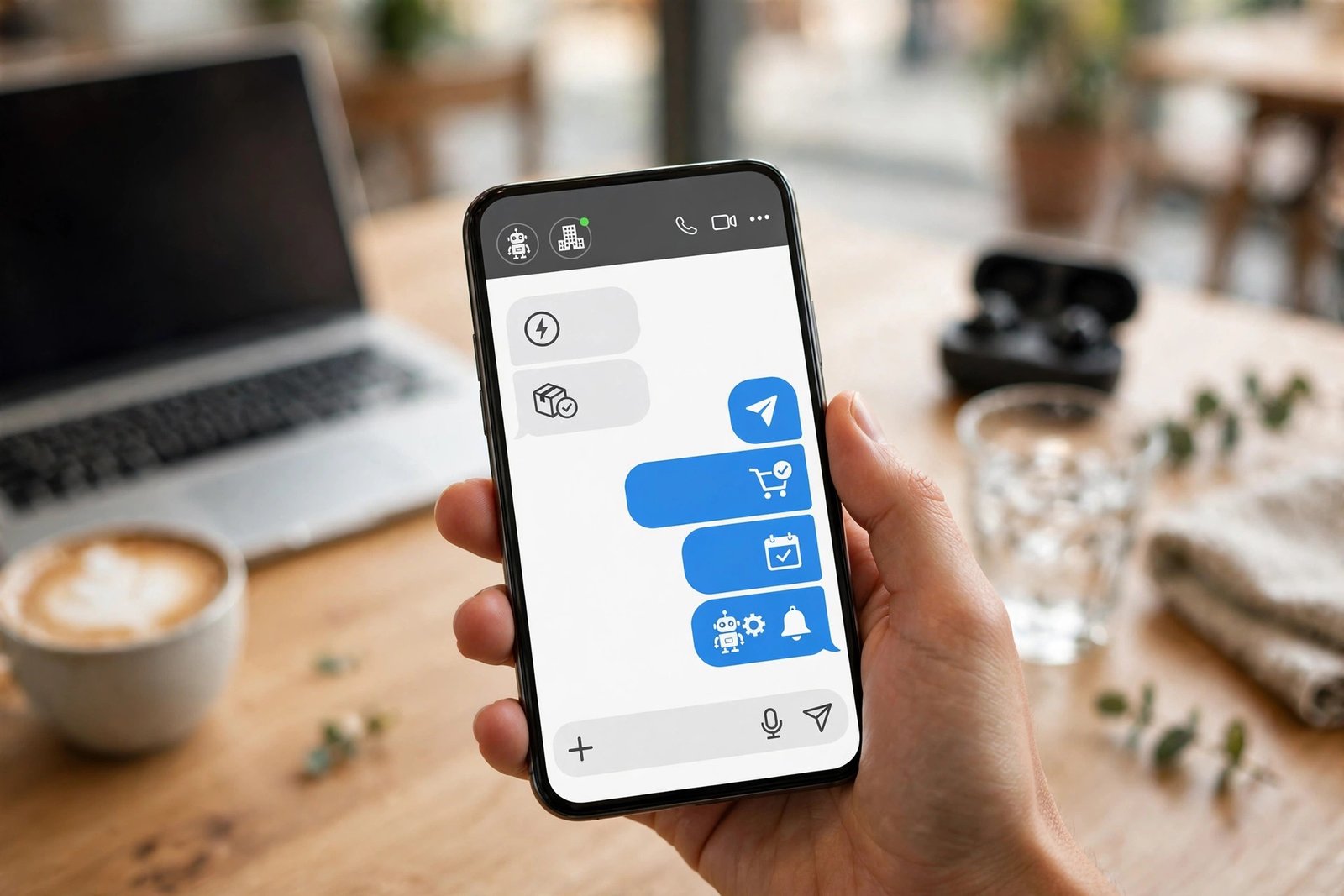 WhatsApp business automation sending messages on a smartphone